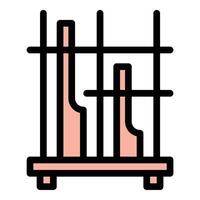 Angklung Icon Traditional Bamboo Instrument in Flat Line Color Style vector