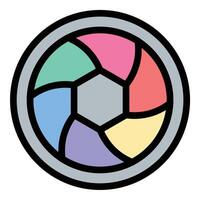 Camera Lens Icon Photography Focus in Flat Line Color Style vector