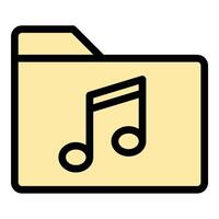 Music Folder Icon Organized Audio Files in Flat Line Color Style vector