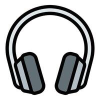 Headphones Icon Immersive Audio Experience in Flat Line Color Style vector