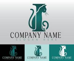 The letter I features a cat shape cleverly embedded in its design. vector