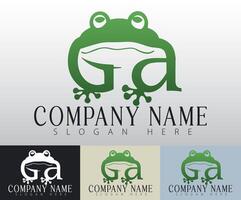 The minimalist frog logo, featuring the letters Ga, strikes a perfect balance between simplicity and creativity, making it adaptable for diverse branding purposes. vector