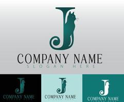 The letter J is creatively designed to incorporate a cat figure within its form. vector