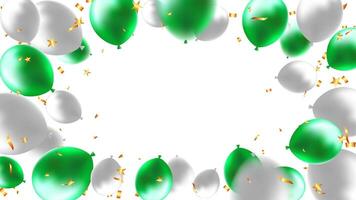 Happy birthday greeting card design with shiny balloons realistic and gold confetti vector