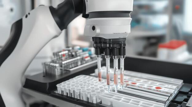Advanced robotic pipetting in modern laboratory setting photo