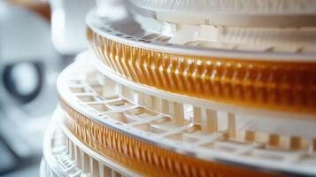 Close up of intricate industrial machine components photo