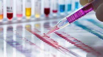 Scientist analyzing dna samples in laboratory setting photo