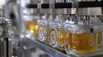 Automated beverage filling machine in action photo