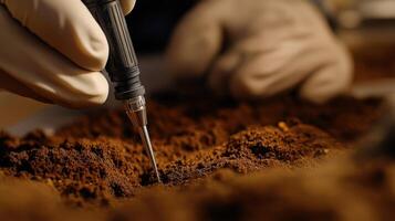 Conducting soil analysis with precision instruments photo