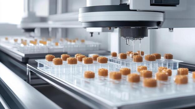 Automated laboratory process analyzing samples with precision photo