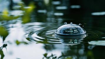 Autonomous aquatic device navigating serene waters photo