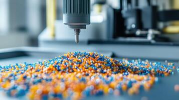 Advanced 3d printing technology with colorful filaments photo
