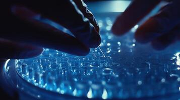 Scientist conducting laboratory experiment with pipette photo