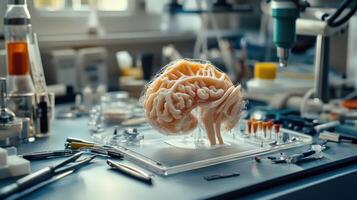 Intricate brain model in scientific laboratory setting photo