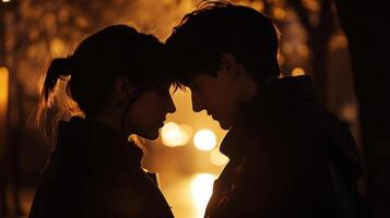 two characters leaning against each other while sharing a quiet moment as the backdrop gently fades away emphasizing their connection photo