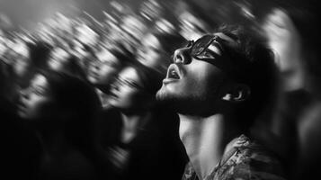 the blurred crowd in the foreground is a sea of captivated faces displaying a mix of awe and anticipation photo