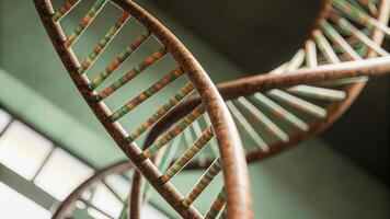 An artistic composition of a DNA double helix morphing into digital pixels capturing the transformation from genetic structure to coded information symbolizing the exploration of. photo