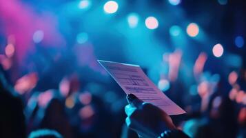 Stage director holding script during live music show photo