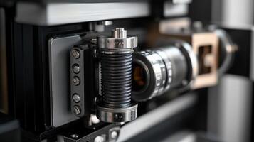 A focused view on the shutter assembly from a side angle emphasizing the tension springs and pivot points revealing the mechanical complexity and craftsmanship involved in achievin photo