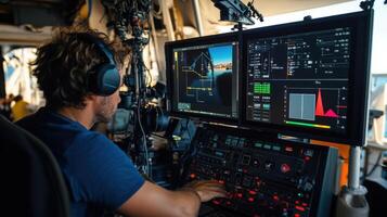 A multiscreen setup showcasing sidebyside comparisons of color balance metrics and realtime scopes highlighting live adjustments for white balance and color grading on a vibrant fil photo