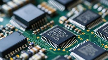 A closeup perspective of layered circuit boards showing multiple stacked chips with their connection interfaces showcasing the evolution of multicore processing capabilities designe photo