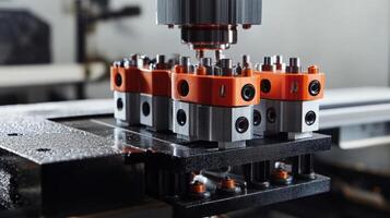 A hightech clamping device showcasing a series of interlocking components demonstrating the capability to adapt to diverse textures and contours effectively securing multiple accessorie photo