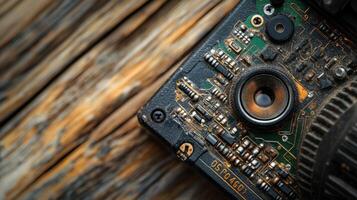 A detailed shot revealing the electronic contacts of a lens adapter emphasizing the advanced circuitry that facilitates communication between a vintage lens and a modern camera bod photo