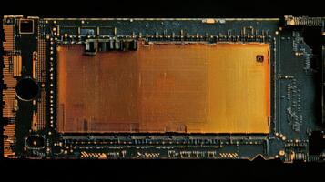 An image displaying a detailed crosssection of a camera sensor revealing the microchip structures and lightsensitive cells responsible for converting light into highresolution digita photo
