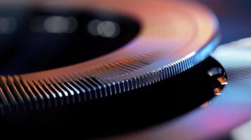 Close up of interlocking gears rotating smoothly in a complex mechanism photo