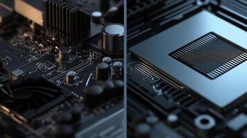 A sidebyside comparison of traditional and modern camera sensor cooling designs highlighting the sleek streamlined look of passive cooling solutions like heat sinks against the mor photo