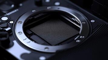 Close up of modern digital camera sensor showing its intricate details photo