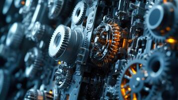 Complex gear system rotating and generating power photo