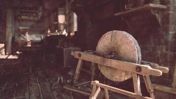 Authentic old carpentry workshop with vintage tools and traditional setup video