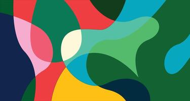 A colorful abstract painting with a green, blue, yellow and red background vector