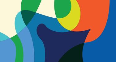 A colorful abstract painting with a blue, green and orange background vector