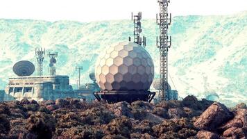 Military base in mountains with comms arrays and domes video