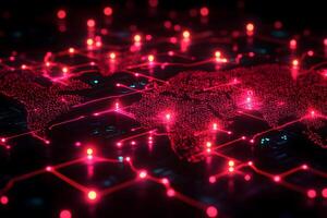 Global Network Visualization with Red Digital Connectivity and Data Exchange photo