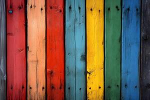 Vibrant Multicolored Wooden Planks Texture for Creative Design and Background Use photo