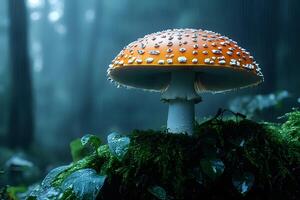 Enchanted Forest Mushroom Scene - Nature's Mystical Beauty and Tranquility photo