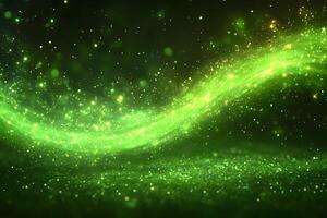Glittering Green Magic Wave - Enchanting Abstract Background for Design and Imagination photo