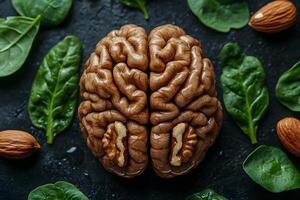 Healthy Brain Diet with Walnuts, Spinach, and Almonds for Cognitive Boosting photo