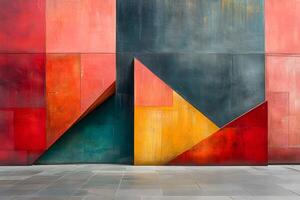 Abstract Geometric Art with Vibrant Shapes and Modern Architecture Elements photo