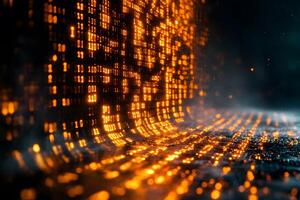 Futuristic Digital Matrix with Glowing Binary Code for Cybersecurity Design photo
