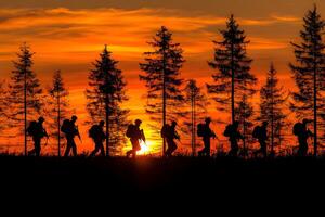 Adventure Hiking Expedition at Sunset - Nature Exploration and Outdoor Journey photo