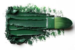Green Paint Brush Stroke Art Concept for Creative Design Projects photo