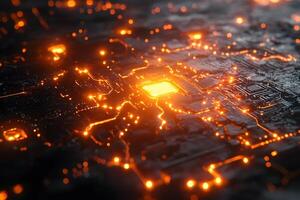 Futuristic Glowing Circuit Board Technology Background for Design and Innovation Projects photo