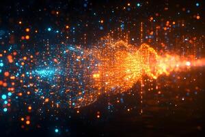 Dynamic Abstract Particle Wave - Futuristic Digital Data Flow Concept photo