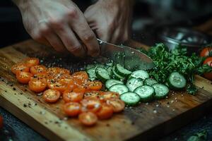 Fresh Vegetable Preparation with Cherry Tomatoes and Cucumbers for Culinary Design photo