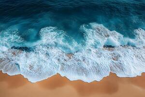Serene Beach Waves and Golden Sand Nature's Tranquil Escape for Relaxation and Calm photo