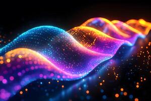 Vibrant Abstract Waveforms in Digital Art Highlighting Colorful Light Patterns photo